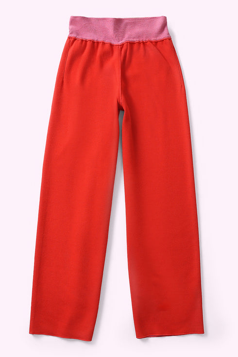 Reversible straight leg pants in cotton blend jacquard